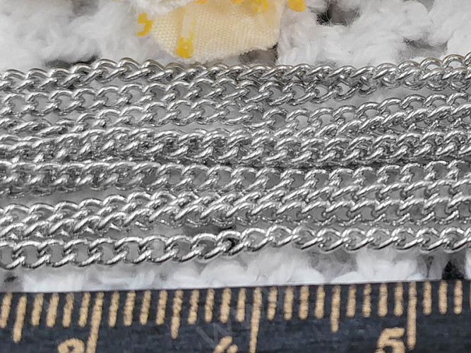 Цепочка I124 простая кручёная тонкая звено 2,7*2мм цвет платины (Iron) (50см)