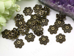 (СКИДКИ!!!) 123 Шапочка Цветочек ажурный 11,5*11,5*3мм античная бронза (литьё) (10шт.)