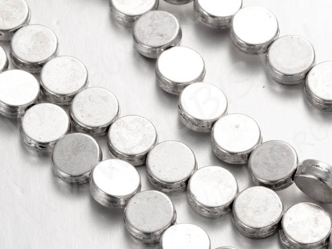 (СКИДКИ!!!) Бусина 208 Таблетка 7*7*2,6мм античное серебро (литьё) (10шт)