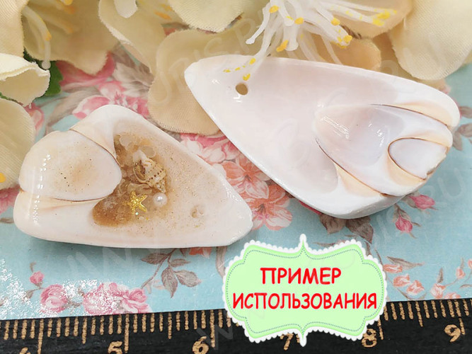 Кулон 1114 Ракушка срез рамка примерно 30-35*20-25*4-7мм натуральная розоватая (перламутр и ракушки)