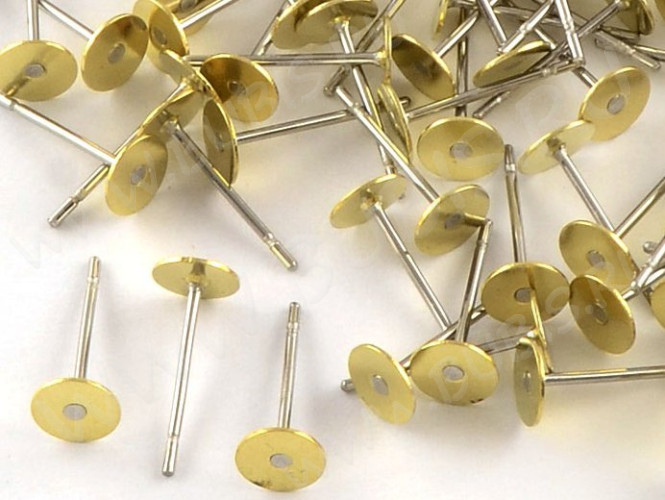 Пуссеты ("гвоздики") №154 (платформа 5мм) 12*0,65мм латунь (хирургическая сталь+Brass) (1 пара)