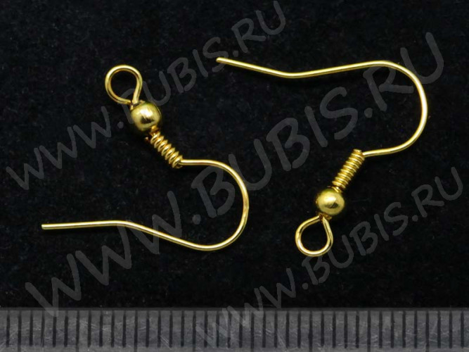 Швензы-крючки №048 с пружинкой и шариком 18,5*17мм золотистый (Brass) (10 пар)