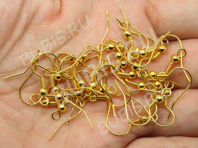 Швензы-крючки №048 с пружинкой и шариком 18,5*17мм золотистый (Brass) (10 пар)