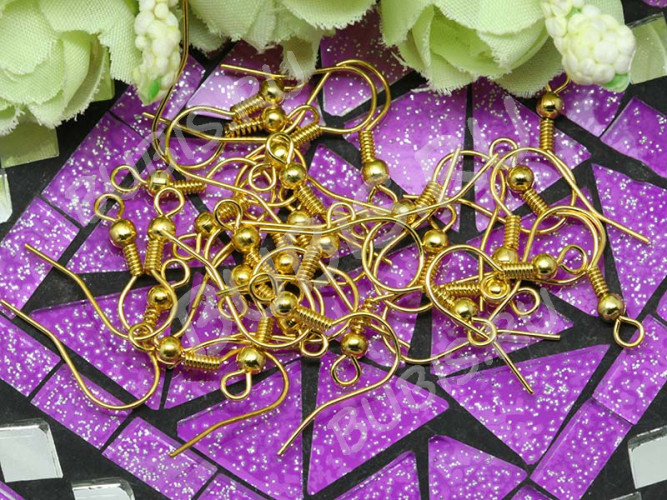 Швензы-крючки №048 с пружинкой и шариком 18,5*17мм золотистый (Brass) (10 пар)