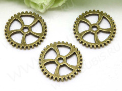 Шестерёнка 09 двусторонняя 18,3*18,3*1,9мм античная бронза (литьё) (Steampunk)