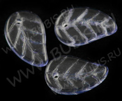 Подвеска Листик 07 14*9*2,5мм св.синий/св.фиолетовый прозрачный (стекло)