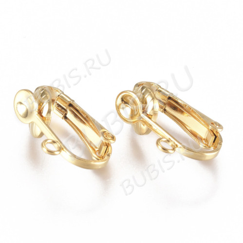 Основы для клипс №26-G 16*12*7,5мм Real Gold Plated 18K золотистые (Хирургическая сталь)(1 пара)