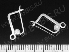 Швензы с английским замком №03 прямоугольные 18*10*3,5мм серебристые (Brass) (1 пара)