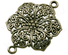 102 Коннектор Цветочек БОЛЬШОЙ 41*37*2,5мм античная бронза (литьё)