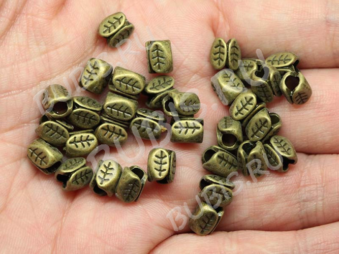 (СКИДКИ!!!) Бусина 021 Листики 7*5,5*5,5мм античная бронза (литьё) (10шт)