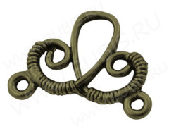 138 Коннектор двусторонний Вензель 21*15,5*2мм античная бронза (литьё)