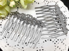 Основа (заготовка) для заколки №33 гребешок с филигранью 56*45*2мм античное серебро (Iron и Brass)