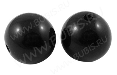 (СКИДКИ!!!) Бусина Округлая 12 Шар 10мм чёрный глянцевый непрозрачный (акрил) (10шт.)