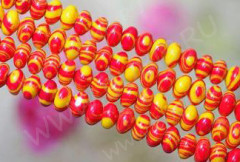 Бусина Абакус 8*8*5,5мм Турквенит красно-жёлтый (камни)