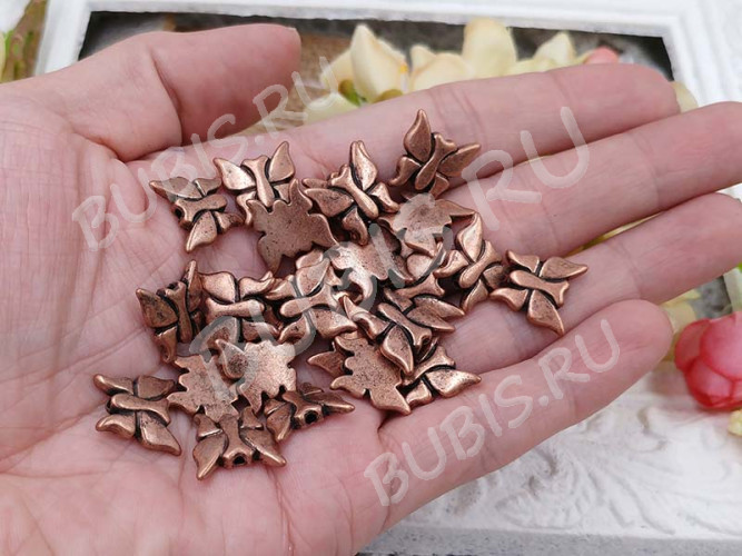 Бусина 176 Бабочка 08 14*14*3мм античная медь (литьё)