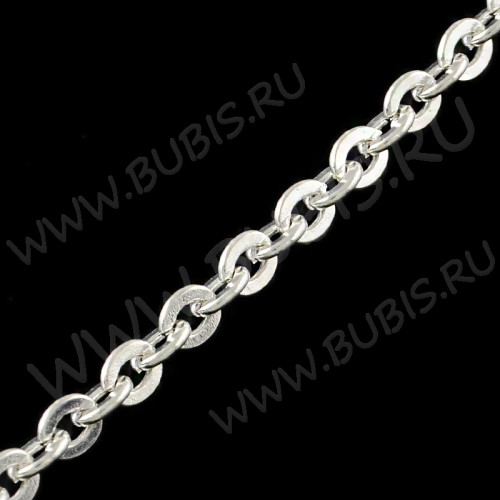 Цепочка I112 с плоским звеном 5*4мм серебристая (Iron) (50см)