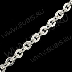 Цепочка I112 с плоским звеном 5*4мм серебристая (Iron) (50см)