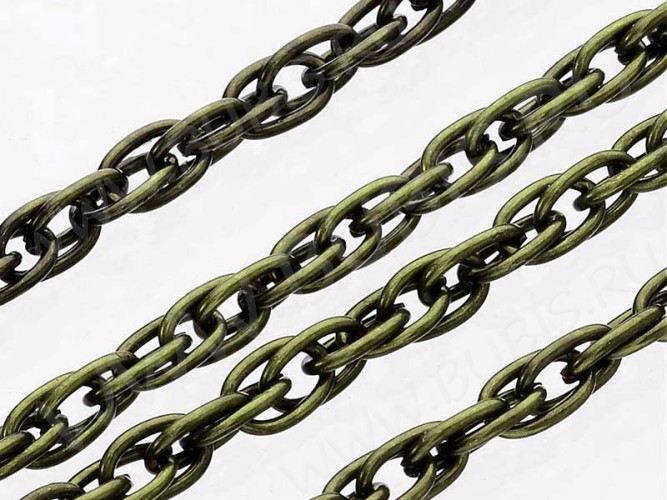 Цепочка I114 3D закрученный "шнур" звено 5,5*3,2мм античная бронза (Iron)(1м)