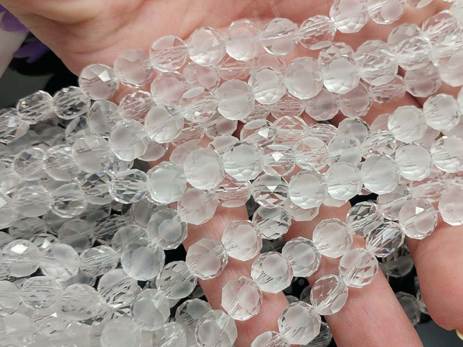 Бусина Таблетка гранёная 8*8*5,5мм чистая прозрачная (стекло) (10шт.)