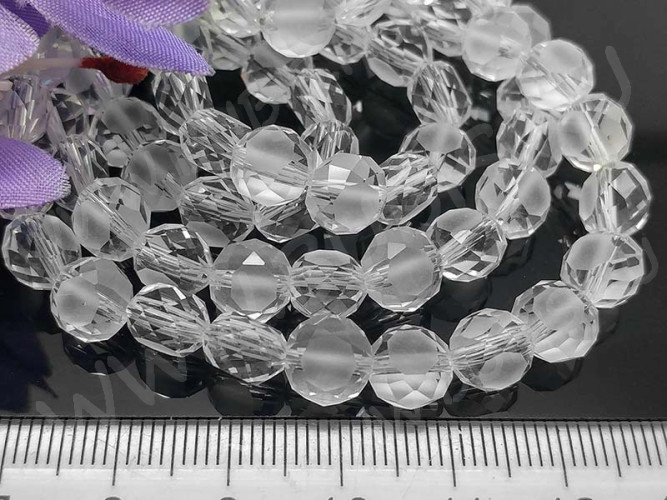 Бусина Таблетка гранёная 8*8*5,5мм чистая прозрачная (стекло) (10шт.)