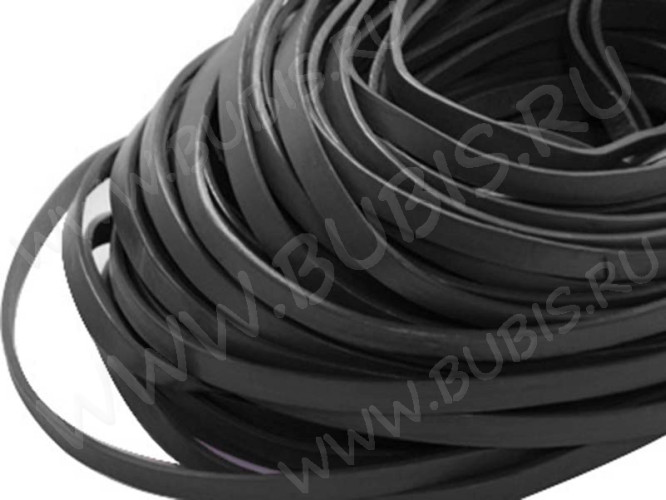 Шнур кожаный 47 полоска двусторонний 10*2,5мм черный (1м)