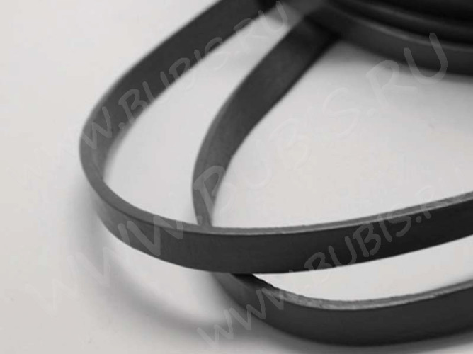 Шнур кожаный 47 полоска двусторонний 10*2,5мм черный (1м)