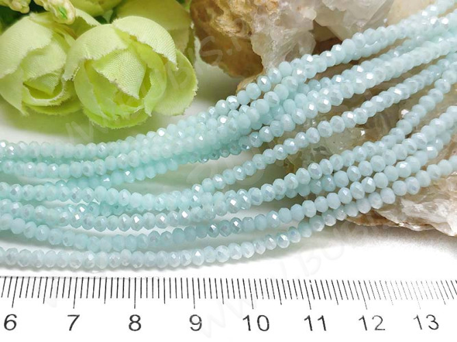 Бусина кристалл гранёный абакус 3*3*2мм св.голубой с глянцем непрозрачный (имитация Сваровски) (50шт.)