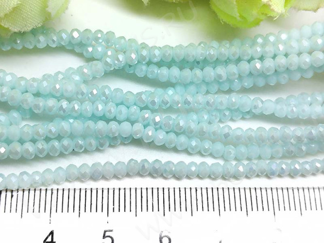 Бусина кристалл гранёный абакус 3*3*2мм св.голубой с глянцем непрозрачный (имитация Сваровски) (50шт.)