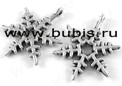 Подвеска Снежинка 05 двусторонняя 24*21*1,5мм античное серебро (литьё)