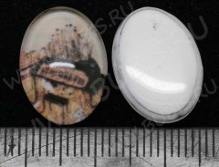 Кабошон стеклянный 12 Овал 18*13*5,8мм рисунок 32 (стекло)
