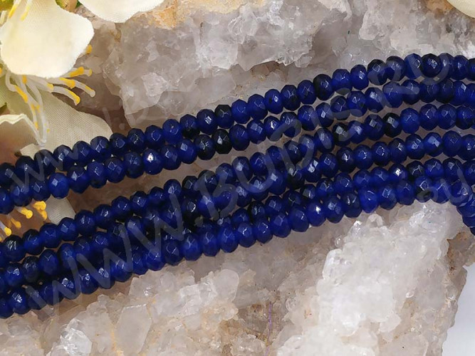 Бусина каменная Рондель 22 ГРАНЁНЫЙ 4*4*2,5мм Кварц тонированный синий (камни) (10шт.)