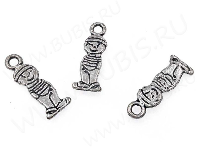 Подвеска Мальчик 02 двусторонняя 18*7*1мм античное серебро (литьё)