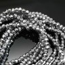 Купить (ОПТ) Бусина кристалл гранёный абакус 3*3*2мм т.серебристый непрозрачный (имитация Сваровски) (5 НИТЕЙ) с доставкой по России