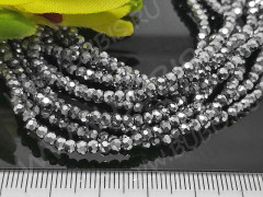 (ОПТ) Бусина кристалл гранёный абакус 3*3*2мм т.серебристый непрозрачный (имитация Сваровски) (5 НИТЕЙ)