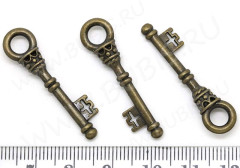 Подвеска Ключик 12 3D с короной 36*9*5,5мм античная бронза (литьё)