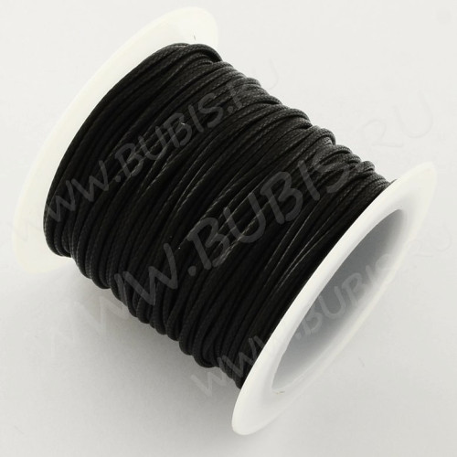 Вощёный полиэстеровый шнур "корейский" 1мм черный (катушка 9м)