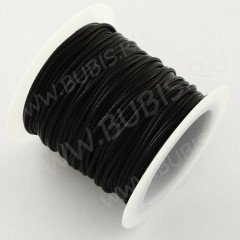 Вощёный полиэстеровый шнур &quot;корейский&quot; 1мм черный (катушка 9м)