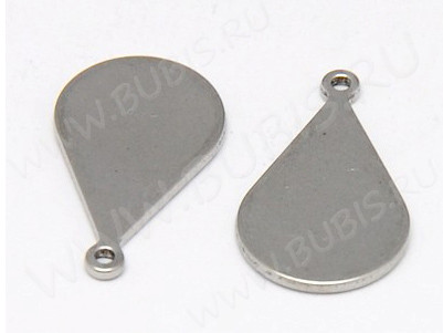 Подвеска Жетон 22 Капля 18*10*0,8мм цвет платины (Хирургическая сталь)