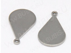 Подвеска Жетон 22 Капля 18*10*0,8мм цвет платины (Хирургическая сталь)