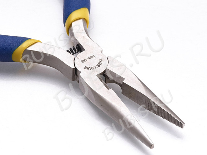 Тонкогубцы (утконосы короткие) 21 с кусачками 125мм сине-жёлтый и цвет платины (инструменты для бижутерии)