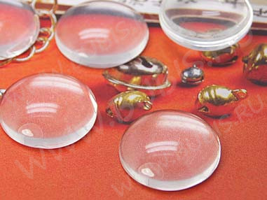 (СКИДКИ!!!) Кабошон стеклянный 05 Круг 18*18*5мм прозрачный (стекло) (10шт.)