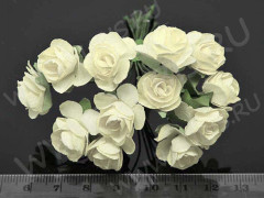 (СКИДКИ!!!) Цветок для декора 01 бумажный 70*10*10мм айвори (декор) (12шт.)