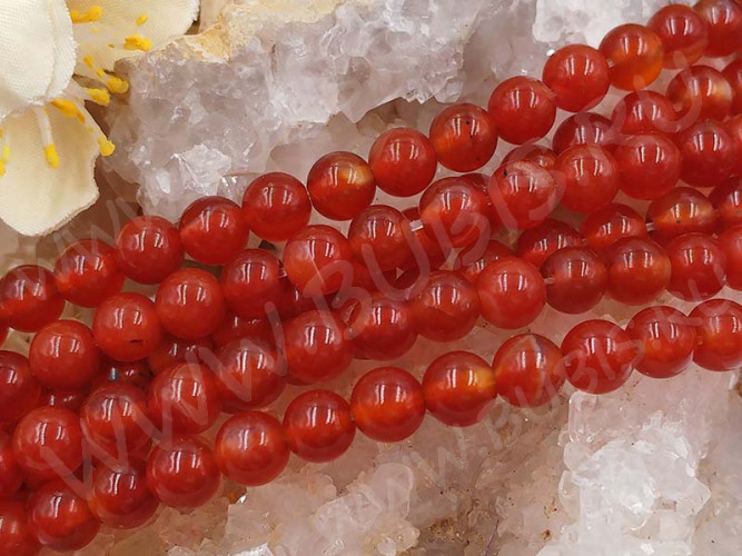 (ОПТ) Бусина округлая 4мм Сердолик оранжевый натуральный (камни) (НИТЬ)