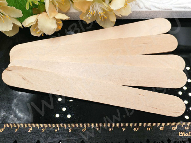Деревянные палочки 02 шпатели широкие 150*18*1,5мм бежевые (инструменты для бижутерии) (5шт.)