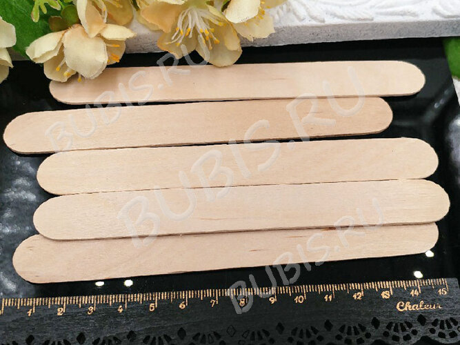 Деревянные палочки 02 шпатели широкие 150*18*1,5мм бежевые (инструменты для бижутерии) (5шт.)