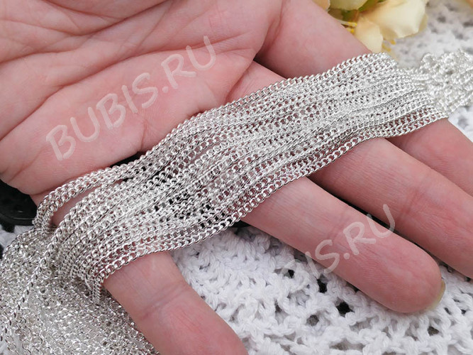 Цепочка I124 простая кручёная тонкая звено 2,7*2мм серебристая (Iron) (50см)