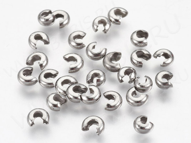 Обжимная бусина 13 разъёмная покрывная 5*2,8мм цвет платины (Хирургическая сталь) (10шт.)