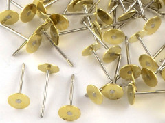 (СКИДКИ!!!) Пуссеты (&quot;гвоздики&quot;) №154 (платформа 5мм) 12*0,65мм латунь (хирургическая сталь+Brass) (10 ПАР)