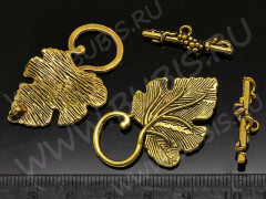 040 Тоггл Виноградная лоза 37*22мм и 24,5*7,5мм античное золото (литьё) 
