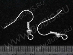 Швензы-крючки №048 с пружинкой и шариком 18,5*17мм серебристый (Brass) (1 пара)